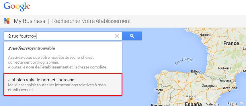 Créez votre adresse dans Google Map
